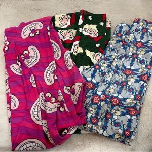 LuLaRoe Kids Leggings Set (3)- Cheshire Cat, Santa, & Rabbit